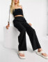 Фото #3 товара Selected Femme linen blend wide leg trouser in black