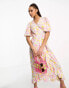 Фото #1 товара Vero Moda wrap front maxi tea dress in pink floral