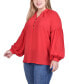 Plus Size Long Raglan-Sleeve Blouse