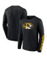 Фото #1 товара Men's Black Missouri Tigers Double Time 2-Hit Long Sleeve T-shirt