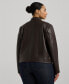 ფოტო #2 პროდუქტის Plus Size Leather Moto Jacket