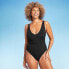 Фото #2 товара Women's Ribbed Plunge Twist-Front One Piece Swimsuit - Shade & Shore Black M