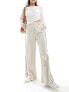 ASOS DESIGN high waist tailored trousers with side stripe in stone