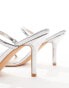 Glamorous Wide Fit two strap mule heeled sandals in silver