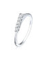 Rhodium-Plated with Cubic Zirconia Chevron Tower Slender Stacking Ring in Sterling Silver
