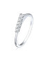 ფოტო #1 პროდუქტის Rhodium-Plated with Cubic Zirconia Chevron Tower Slender Stacking Ring in Sterling Silver