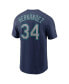 Фото #2 товара Men's Felix Hernandez Navy Seattle Mariners Hall of Fame Name and Number Sleeve Patch T-shirt