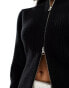 & Other Stories merino wool and cotton blend cardigan with zip front and sculptural sleeves in black