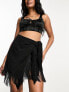 Фото #7 товара Edited satin jacquard fringe mini skirt in black