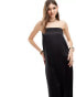 4th & Reckless satin bandeau trapeze maxi dress with pockets in black Черный, 40 - фото #2