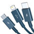 Фото #2 товара 3w1 kabel przewód uniwersalny USB - Lightning / USB-C / micro USB 3.5A 1.5m niebieski