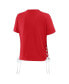 ფოტო #2 პროდუქტის Women's Red Los Angeles Angels Side Lace-Up Cropped T-shirt