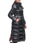 Karl Lagerfeld Womens Shine Hooded Belted Puffer Coat