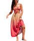 Women's MSW Sunset Gradient Front Tie Sweetheart Maxi Beach Dress