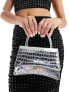 Фото #1 товара True Decadence glitter clutch bag in silver croc