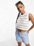 ASOS DESIGN knitted crochet tank top in stripe