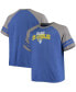 Фото #1 товара Men's Big and Tall Royal, Heathered Gray Los Angeles Rams Two-Stripe Tri-Blend Raglan T-shirt