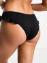 New Look frill hipster bikini bottoms in black