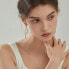 ფოტო #3 პროდუქტის 18k Gold Plated Huggies and Paper Chain with Freshwater Pearls - Kiki Earrings For Women