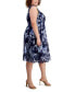 Фото #3 товара Plus Size Printed Ruched-Bodice Sleeveless Dress