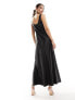 Miss Selfridge satin scoop neck bias maxi dress in black