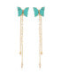 Фото #1 товара Turquoise Butterfly Freshwater Pearl Chain Dangle Earrings