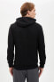 Erkek Siyah Kapüşonlu Slim Fit Basic Sweatshirt R4666AZ20AU