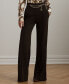 Petite Chain-Trim Pleated Jersey Wide-Leg Pants