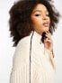 ASOS DESIGN high neck jumper with contrast seam detail in cream