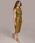 ფოტო #3 პროდუქტის Donna Karan Women's Faux-Leather Side-Ruched Dress