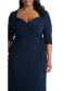 Plus Size Sweetheart Knit Wrap Dress with 3/4 Sleeves