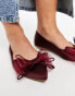 ASOS DESIGN Wide Fit Lila bow ballet in burgandy