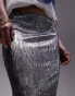 Фото #5 товара Topshop Tall textured maxi skirt in metallic silver