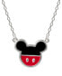 ფოტო #1 პროდუქტის Mickey Mouse Enamel Pendant Necklace in Sterling Silver, 16" + 2" extender
