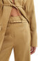 ASOS DESIGN tailored trouser with raw edge details and belt in tan