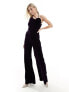 Mango corsage wide leg jumpsuit in purple