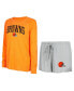 Фото #1 товара Women's Gray, Orange Cleveland Browns Raglan Long Sleeve T-shirt and Shorts Lounge Set