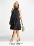 Фото #1 товара Closet London Maternity high neck pleated midi dress in black