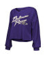 Women's Derrick Henry Purple Baltimore Ravens Name Number Off-Shoulder Script Cropped Long Sleeve V-Neck T-Shirt