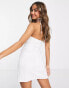 Фото #2 товара ASOS DESIGN soft denim keyhole halter fitted mini dress in white