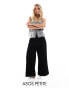 Фото #1 товара ASOS DESIGN Petite cord cropped wide leg trouser with contrast stitch in black