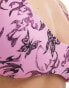 Фото #2 товара Weekday Drop scoop neck bikini top in pink tattoo print exclusive to ASOS