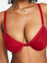 Фото #8 товара ASOS DESIGN Fuller Bust Alaia mesh and velvet trim underwire bra in burgundy