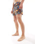 ASOS DESIGN swim shorts in short length in black print