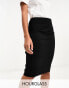 Фото #3 товара ASOS DESIGN Hourglass high waisted bengaline skirt in black