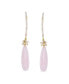 ფოტო #2 პროდუქტის Boho Wire Wrap Cluster Bead Accent Elongated Fish Hook Soft Light Pink Peach Rose Quartz Long Teardrop Gemstone Chandelier Dangle Earrings Gold Plated