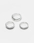 Фото #2 товара Faded Future pack of 3 band rings with enamel detail in silver