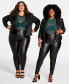 Фото #4 товара Trendy Plus Size Quilted-Side Moto Jacket