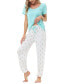ფოტო #5 პროდუქტის Women's Short Sleeve Pocket T-Shirt with Printed Jogger Pants 2 Piece Pajama Set