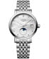 ფოტო #1 პროდუქტის Women's Swiss Elegant Moonphase Diamond (1/20 ct. t.w.) Stainless Steel Bracelet Watch 30mm